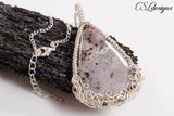 Organic wire kumihimo cabochon necklace ⎮ Silver and grey