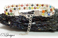 Snaky wire kumihimo bracelet ⎮ Silver and multi coloured