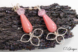 Flower drop beaded earrings ⎮ Silver and pink