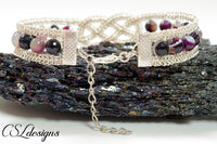 Celtic knot wire macrame bracelet ⎮ Silver and purple