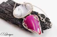 Double cabochon wirework necklace ⎮ Silver