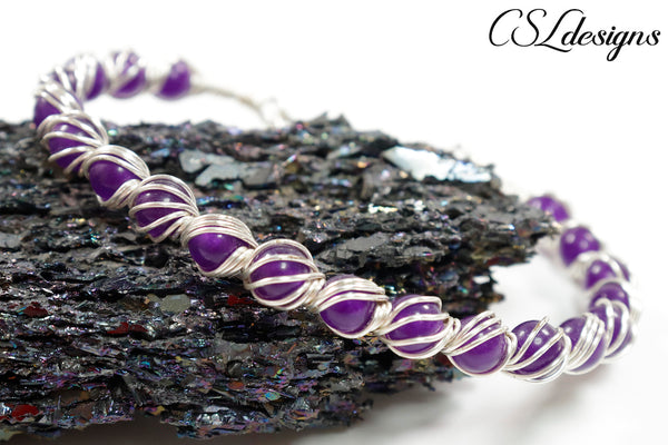 Candy spirals wirework bracelet ⎮ Silver and purple