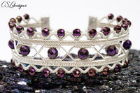 Beaded art deco wirework bracelet ⎮ Silver and purple