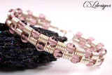 Beaded coils wirework bracelet ⎮ Silver and purple