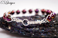 Inside braided wirework bracelet ⎮ Silver and dark purple