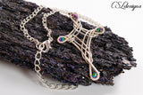 Celtic cross wirework necklace ⎮ Silver and rainbow