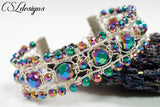 Fancy wire macrame bracelet ⎮ Silver and rainbow