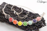 Candy spirals wirework necklace ⎮ Silver and chakra colours