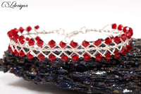 Triple twist wirework bracelet ⎮ Silver and red