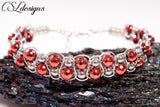 Funky wire macrame bracelet ⎮ Silver and red