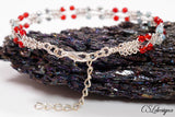 Alternating square knot wire macrame bracelet ⎮ Silver, blue and red