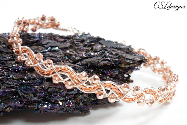 Elegant braid wirework bracelet ⎮ Copper and silver