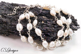 Triple strand pearl bracelet ⎮ Silver and pearl