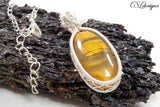 X's bezel set cabochon necklace ⎮ Silver and Tigers Eye