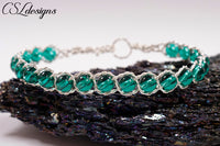 Inside braided wirework bracelet ⎮ Twisted silver and green