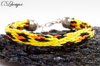 Leopard print kumihimo bracelet ⎮ Yellow
