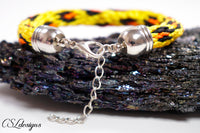 Leopard print kumihimo bracelet ⎮ Yellow